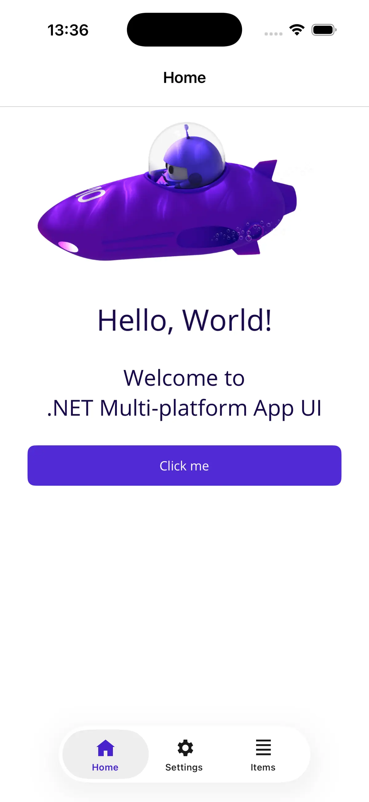 The .NET MAUI app running on a regular iOS simulator before the Duo test.